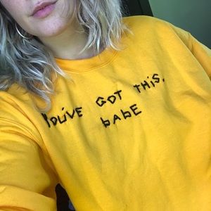 Yellow Sweatshirt with Embroidery